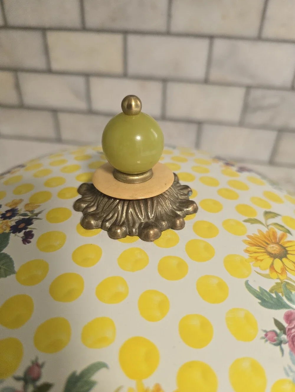 MacKenzie-Childs Buttercup Enamal Cookware 3 Quart Covered Skillet And Lid Pot